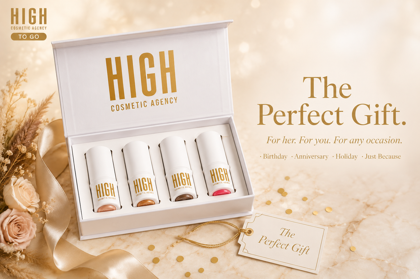 TO GO! Cream Contour & Highlighter Stick Set – 4-Piece Travel Kit with Bronzer, Blush & Glow – Ultra-Blendable, Vegan & Cruelty-Free – For Women