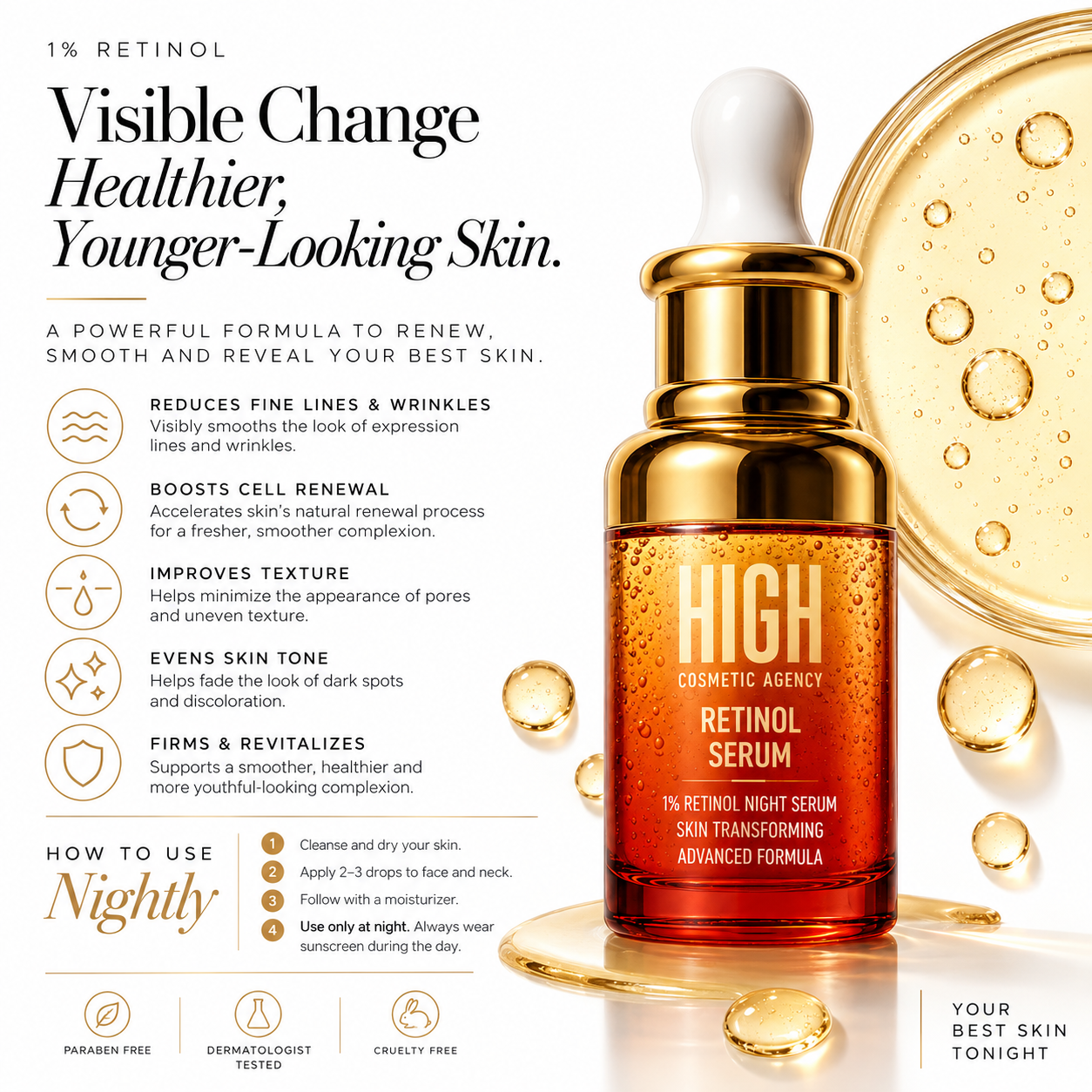 Retinol 1% Anti-Aging Face Serum – Wrinkles, Fine Lines & Dark Spots