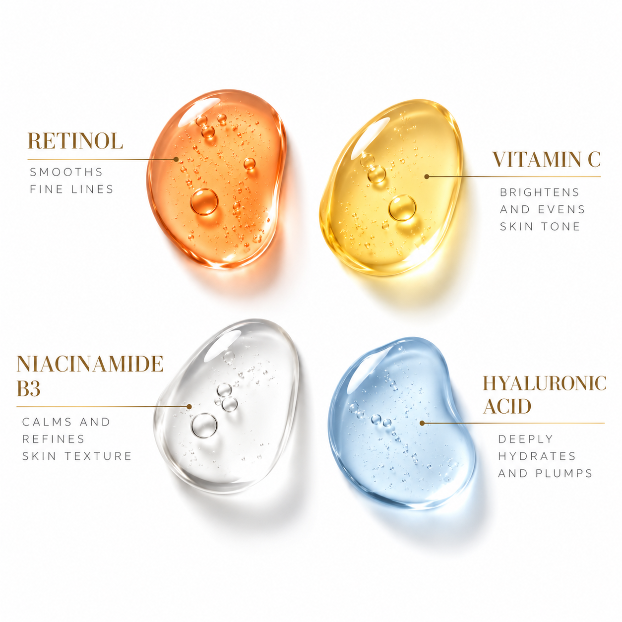 Elixir Quartet Booster Set — 4-Piece Face Serum Kit with Vitamin C, Retinol, Hyaluronic Acid & Niacinamide — Anti-Aging, Brightening & Hydrating Skincare Gift Set for Women