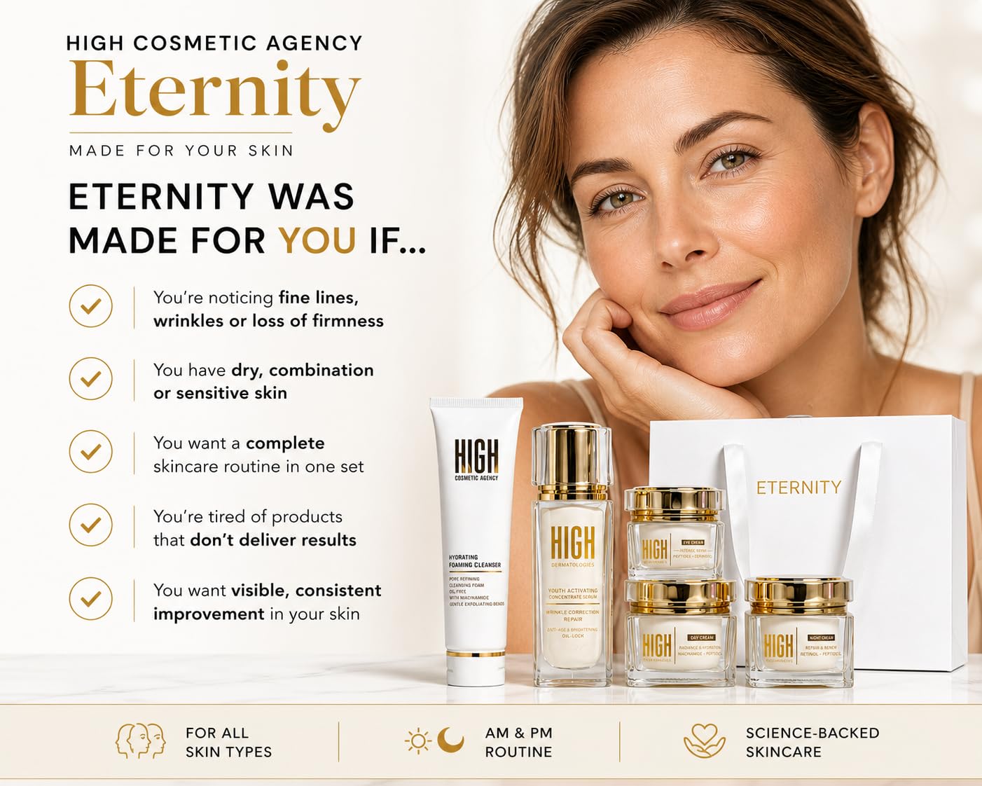 Eternity Luxury Skincare Set — 5-Step Complete Anti-Aging Routine with Retinol, Vitamin C, Hyaluronic Acid & SPF 30"