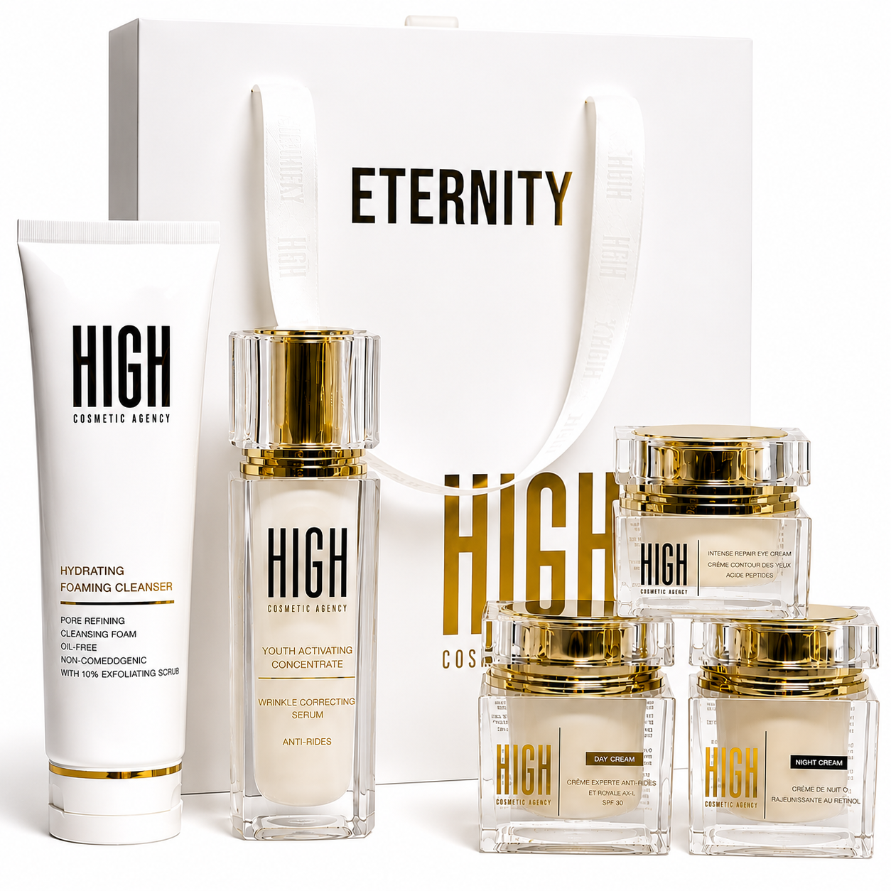 Eternity Luxury Skincare Set — 5-Step Complete Anti-Aging Routine with Retinol, Vitamin C, Hyaluronic Acid & SPF 30"