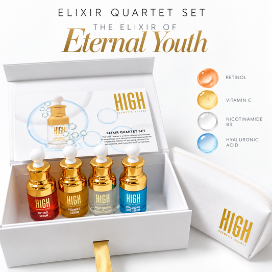 Elixir Quartet Booster Set — 4-Piece Face Serum Kit with Vitamin C, Retinol, Hyaluronic Acid & Niacinamide — Anti-Aging, Brightening & Hydrating Skincare Gift Set for Women