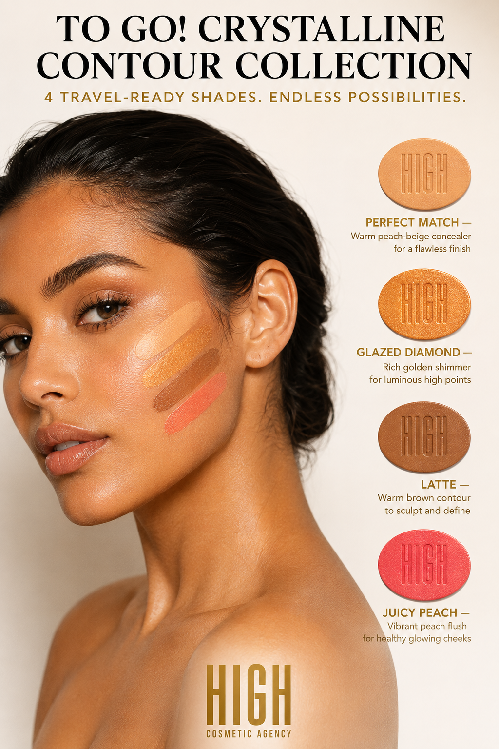 TO GO! Cream Contour & Highlighter Stick Set – 4-Piece Travel Kit with Bronzer, Blush & Glow – Ultra-Blendable, Vegan & Cruelty-Free – For Women