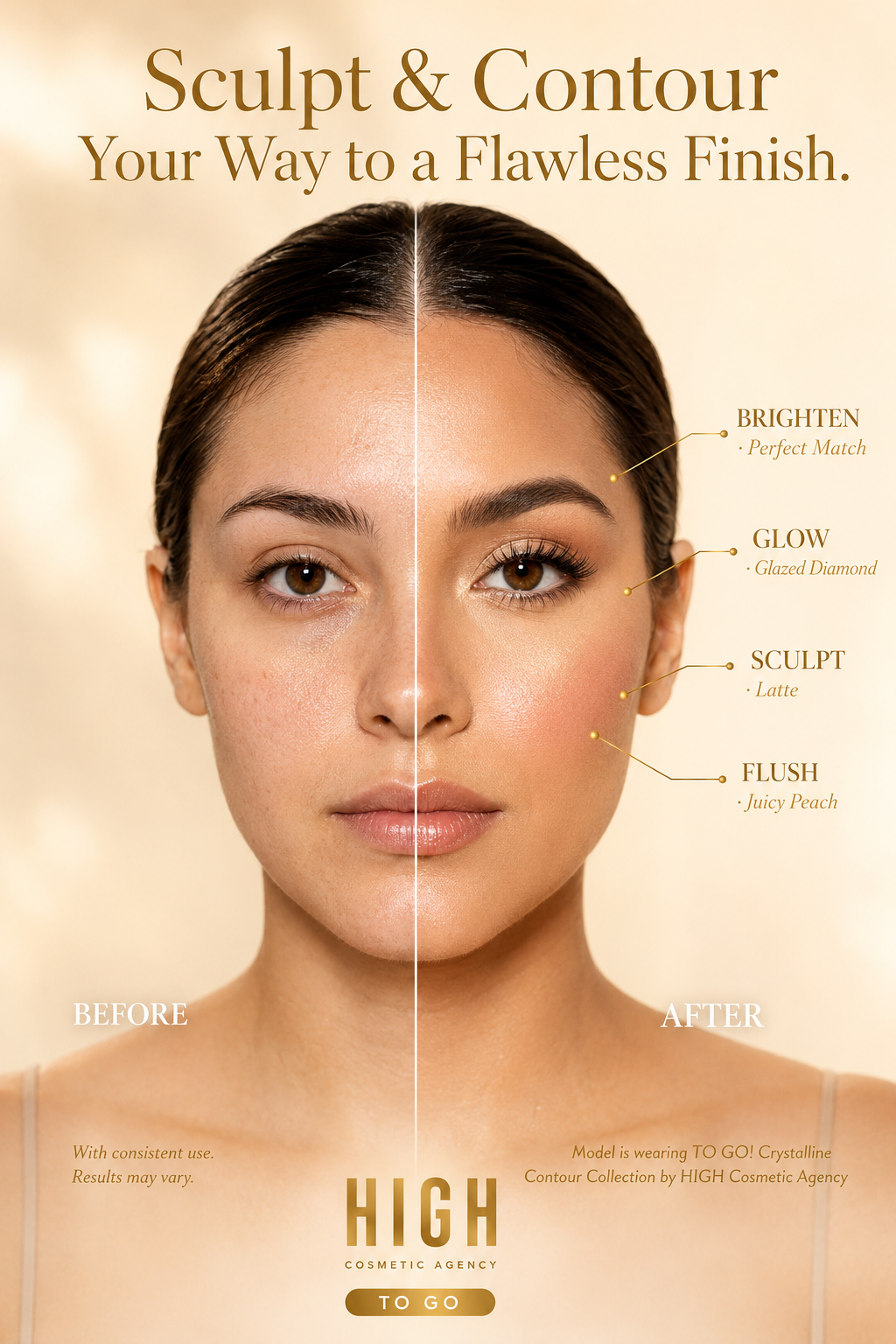 TO GO! Cream Contour & Highlighter Stick Set – 4-Piece Travel Kit with Bronzer, Blush & Glow – Ultra-Blendable, Vegan & Cruelty-Free – For Women