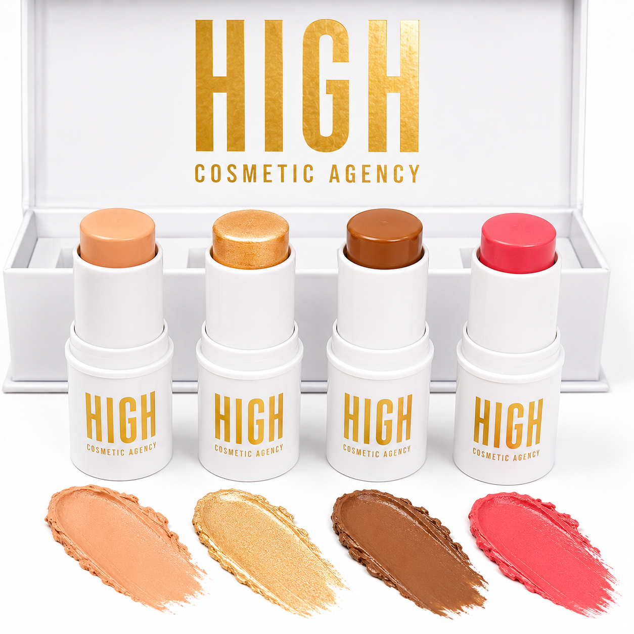 TO GO! Cream Contour & Highlighter Stick Set – 4-Piece Travel Kit with Bronzer, Blush & Glow – Ultra-Blendable, Vegan & Cruelty-Free – For Women