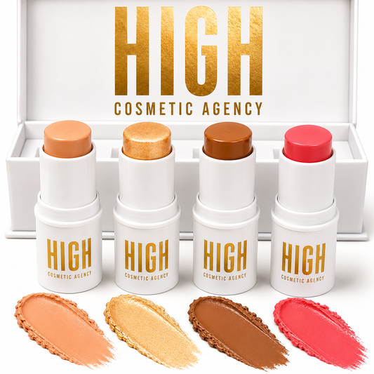 TO GO! Cream Contour & Highlighter Stick Set – 4-Piece Travel Kit with Bronzer, Blush & Glow – Ultra-Blendable, Vegan & Cruelty-Free – For Women
