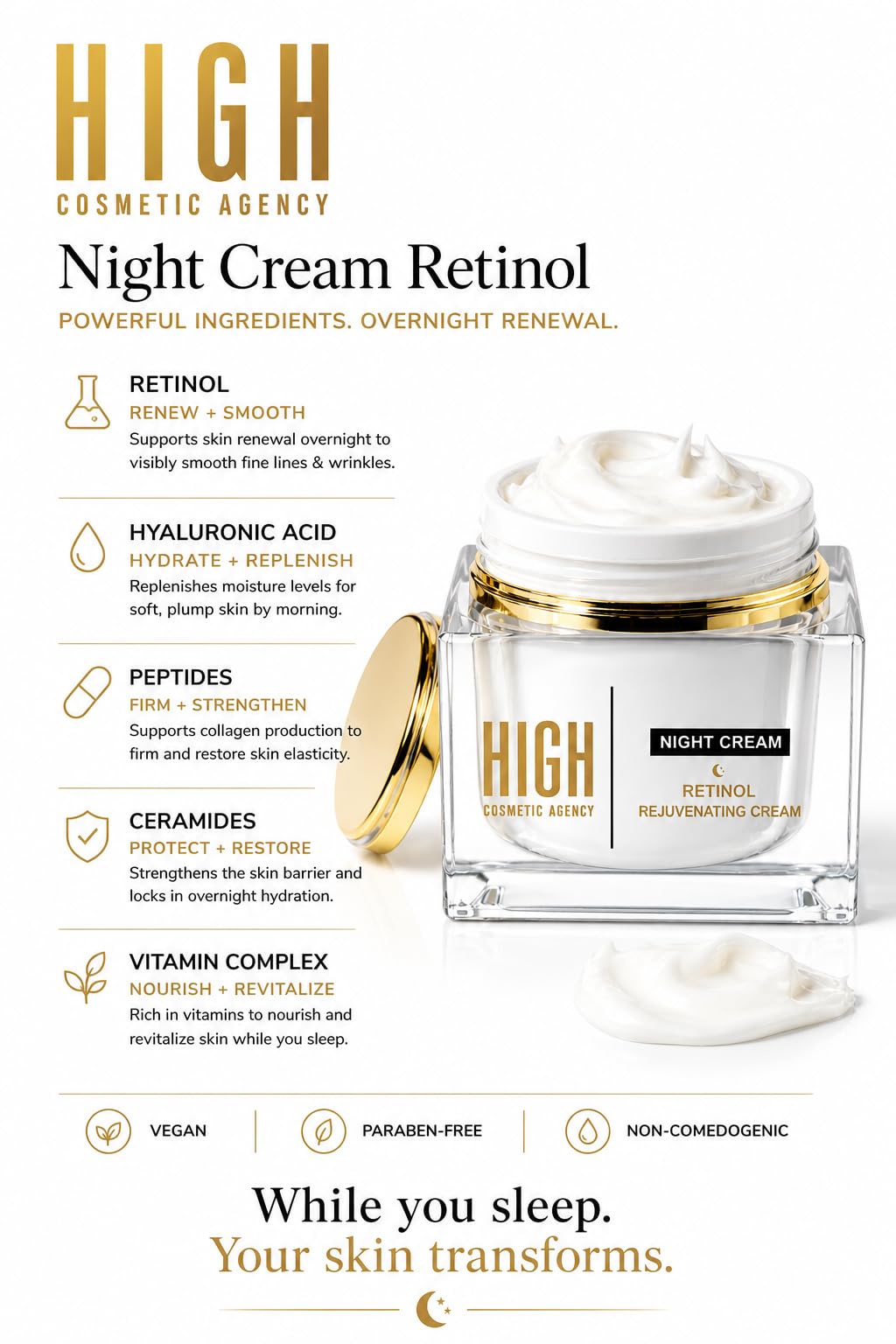 Night Cream – Advanced Anti-Wrinkle Facial Moisturizer for Firming, Smoothing & Texture Refinement – Deep Hydration for a Radiant, Youthful Glow – For Women