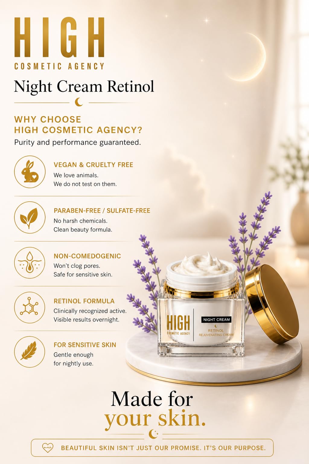Night Cream – Advanced Anti-Wrinkle Facial Moisturizer for Firming, Smoothing & Texture Refinement – Deep Hydration for a Radiant, Youthful Glow – For Women