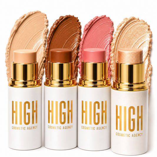 Golden Contour Collection – 4-Piece Luxury Cream Stick Set – Concealer Light Beige, Highlighter Candle Light, Contour Spice Ginger & Blush Shy Blush – Vegan & Cruelty-Free – For Women