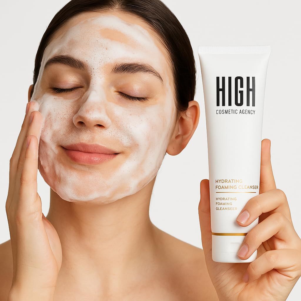 Hydrating Foaming Face Wash – Glycerin, Green Tea & Chamomile – 10% Exfoliating Scrub, Pore Refining & Non-Stripping –