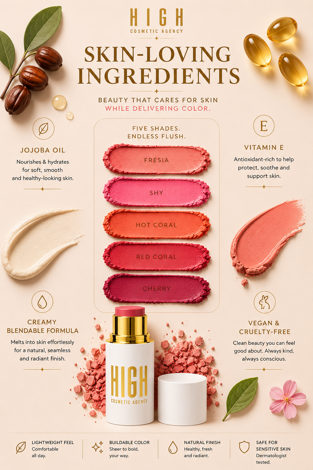 Blush Sticks – 5 Shades | Creamy Vibrant Color