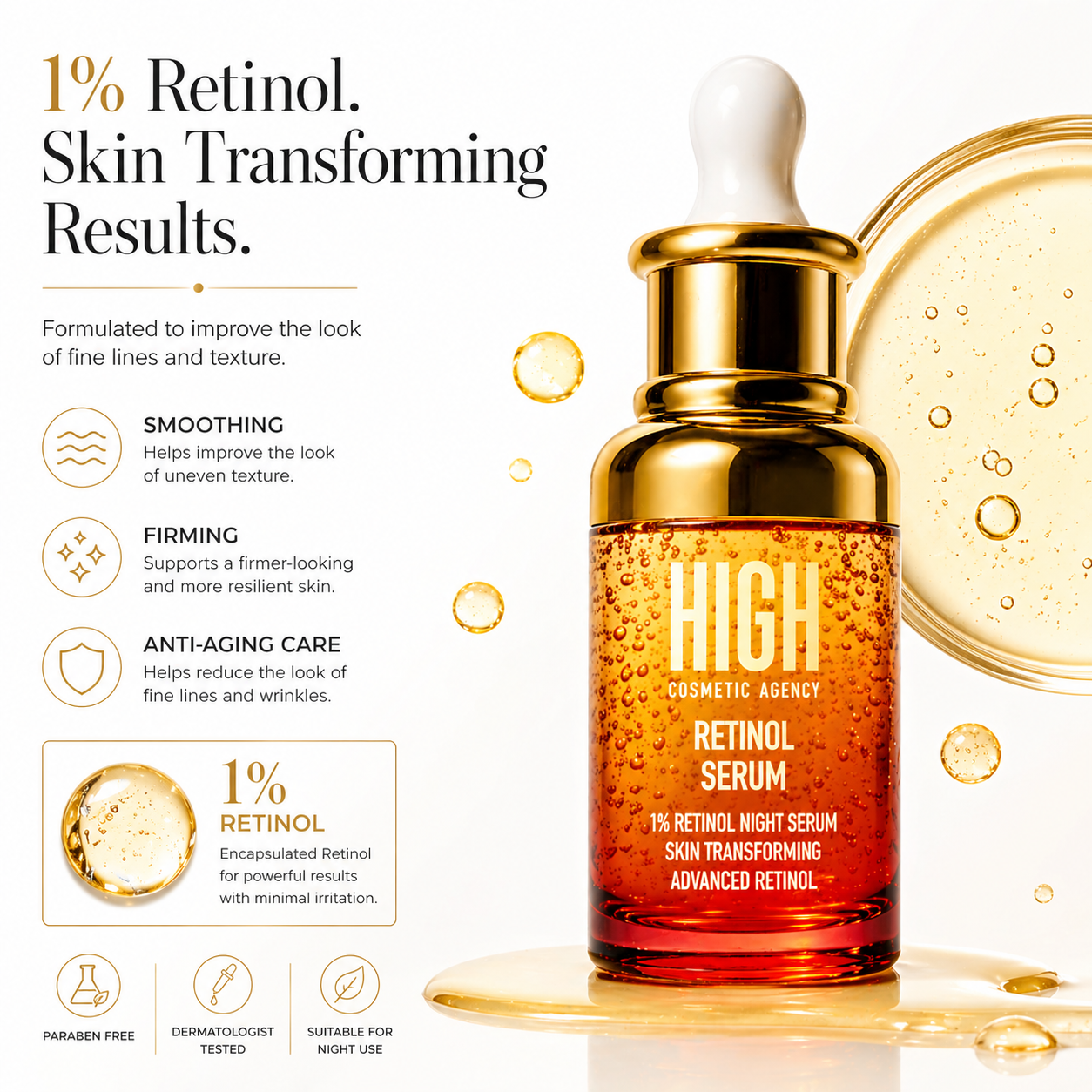 Retinol 1% Anti-Aging Face Serum – Wrinkles, Fine Lines & Dark Spots