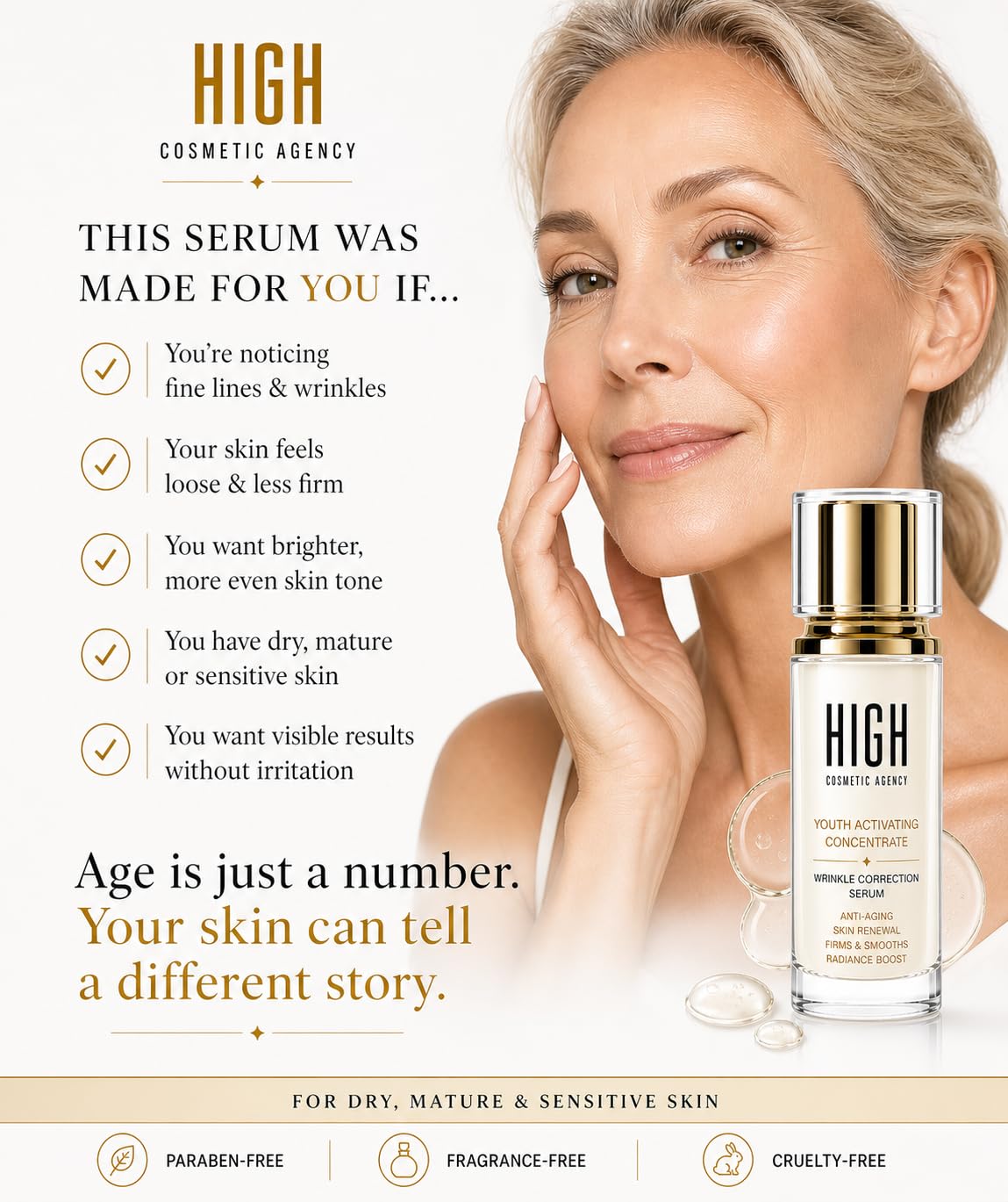 Youth Activating Face Serum – Retinol, Peptides & Vitamin C – Anti-Aging Wrinkle Correcting Serum for Fine Lines, Crow's Feet & Puffiness – Firms & Brightens Skin –