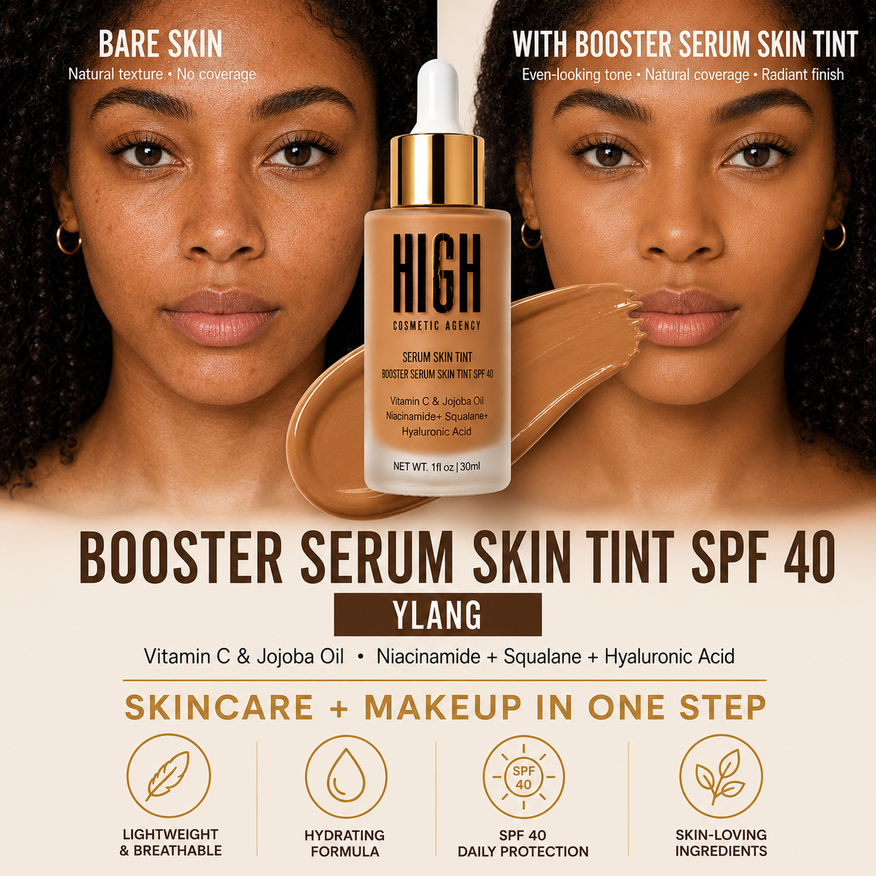 Booster Serum Skin Tint SPF 40 — Your Skin, Bare But Better